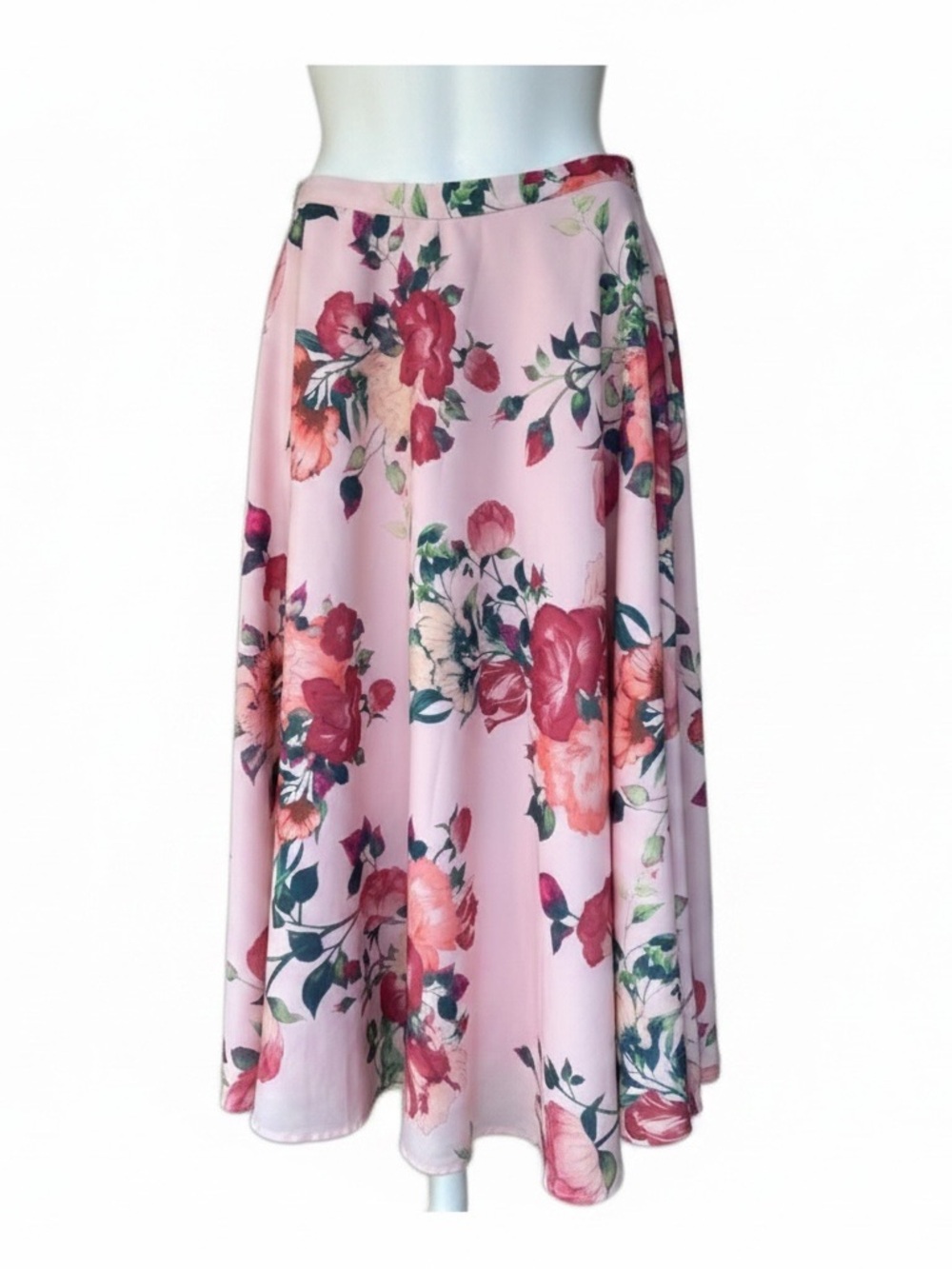 Modcloth Pink Floral A-Line Skirt, Size L